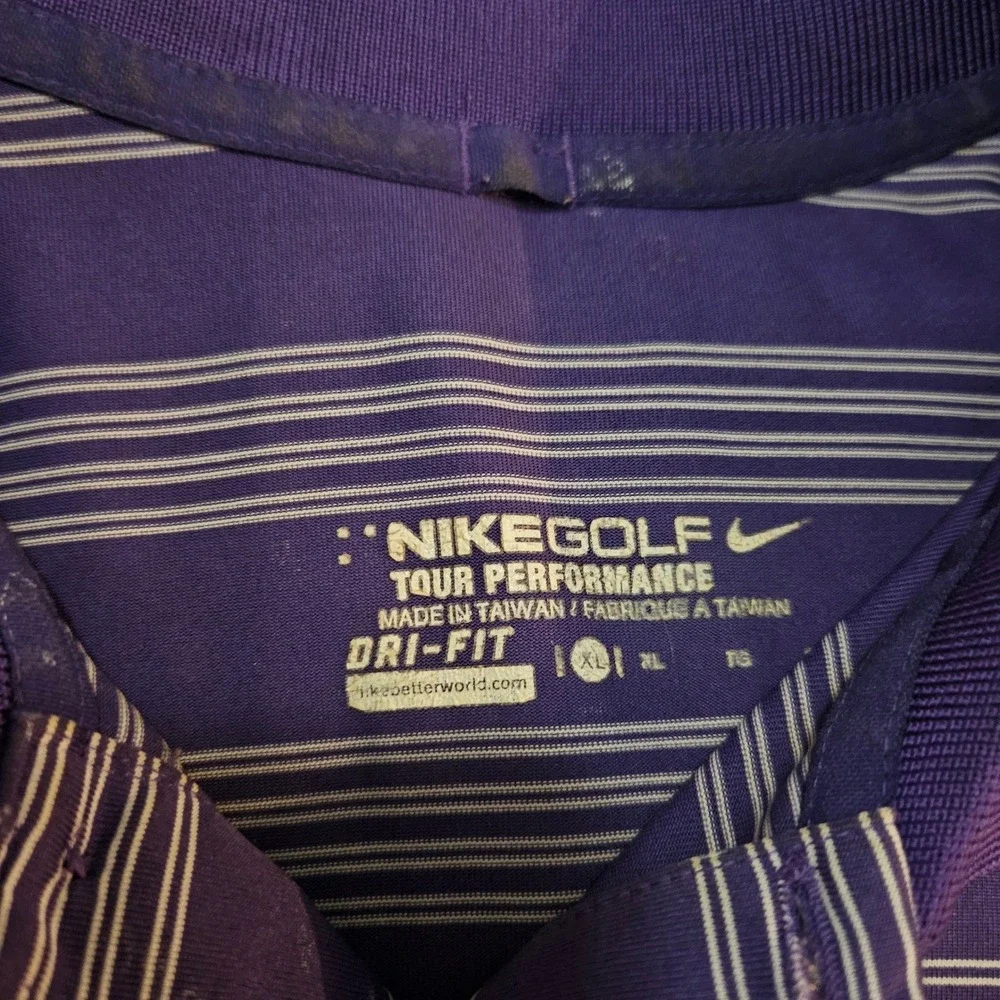 Nike Golf Tour Performance Dri-FIT Polo Shirt Mens XL‎ Striped Purple